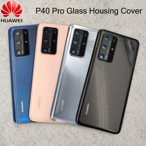 Original Huawei P40 Pro Glass Back Battery Cover For P40PRO Back Cover Housing Rear Door Case Replacement With Camera Glass Lens