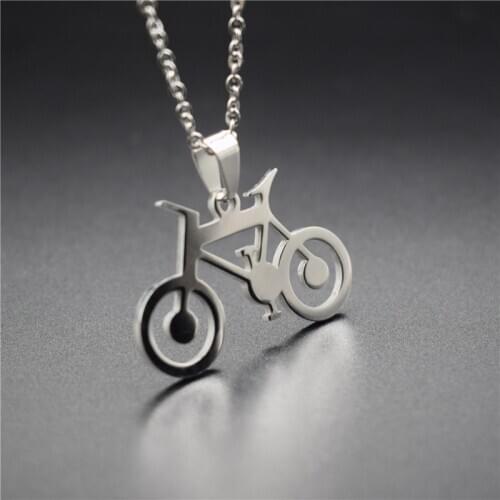 New Stainless Steel Mountain Bike Pendant Necklaces Racing Bicycle Shape Necklaces Women Birthday Gift Jewellery