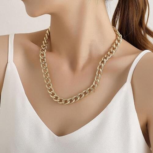 Punk Cuban Choker Necklace For Women Men Simple Gold Color Thick Chain Collar Statement Hip Hop Necklace Collier Jewelry Gifts