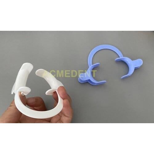 200Pis Dental Cheek Retractor Lip Mouth Opener C-shape Soft Individual Pack Blue White