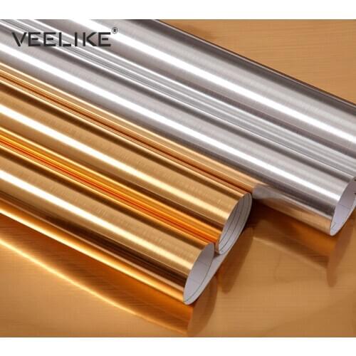 PVC Vinyl Decorative Wallpaper Fridge Dishwasher Furniture Oil-proof Film Shiny Metal Contact Paper Household Kitchen Accessory
