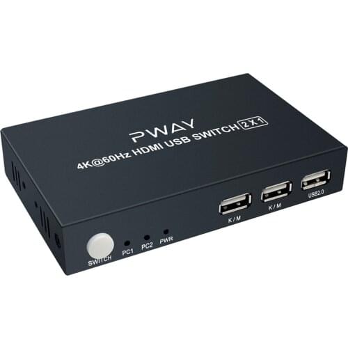PWAY HDMI KVM Switch USB 2.0 Switch Selector 2Port PCs Sharing 2 Devices USB 2.0 for Keyboard Mouse Kvm Switch Hub