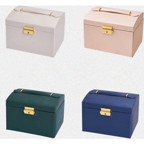 Jewelry Box High Capacity PU Leather Necklace Earrings Rings Bracelets Jewelry Box Portable Travel Casket