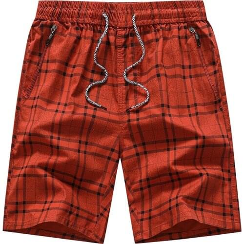 Cotton Casual Beach Short Pants Big Size 44 Bermuda Male Hot 2020 Summer Elastic Waist Mens Plaid Shorts Classic Design Breeches