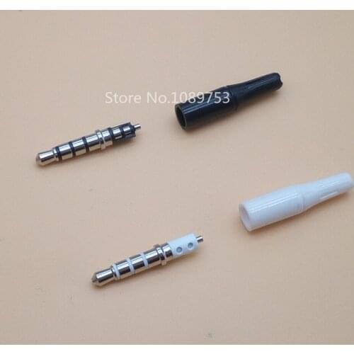 5pcs 3.5mm Stereo Headset Plug 4 pole 3.5 Audio Plugs Adaptor Connector White Black