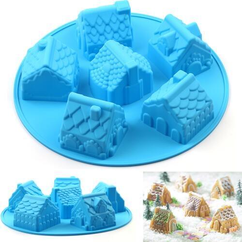 Silicone 3D Christmas Gingerbread House Cake Mold Chocolate For Houses Baking Tools Decorating Cookie Bakeware Mould