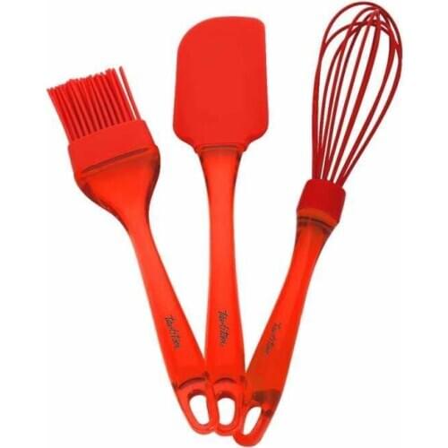 Tantitoni Red Colored Silicone 3 İn 1 Preparation Set Soft SET3K