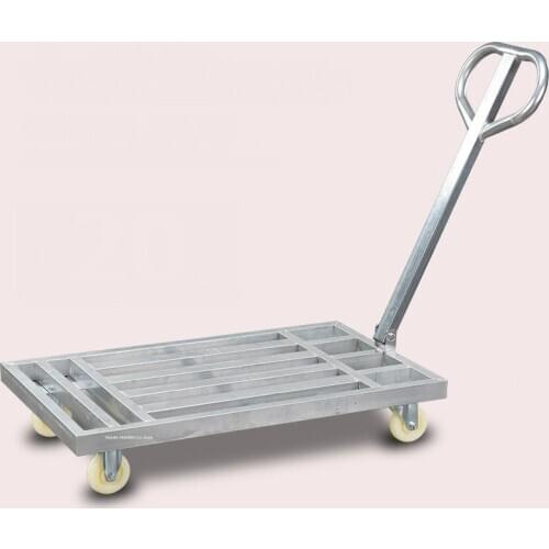 Folding Small Trailer Cart, Flatbed Wagon Pull Dolly Four-Wheel Push Cargo Trolley, Portable Hand Truck