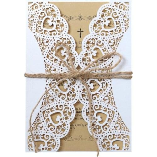 10/20Pcs Laser Cut Wedding Invitation Cards with Inner Blank Paper Envelopes Christmas Festival Greeting Card Wedding Supplies