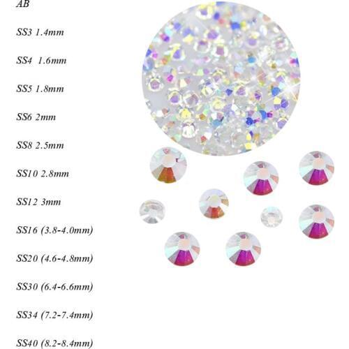 Swarovsky S3-SS30 Super Glitter Crystal AB accessories Flat Back Glass Chameleon Nail Rhinestones For Charms 3D Nails Art