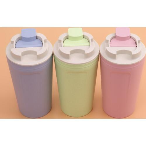 High Quality Pastoral Bamboo Fiber Hand Milk Cola Coffee Cup Student Sport With Cover Accessible Thermo Lid Drinking Water Cup
