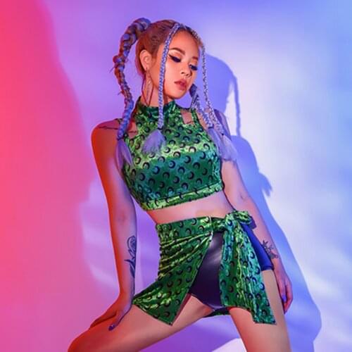 Adult Women Suede Hip Hop Jazz Dance Costume Suit Nightclub Dancer Wear Ds Gogo Performance Stage Clothing Rave Outfit YS1807