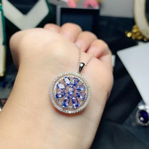 925 Silver Tanzanite Pendant for Daily Wear Fashion Silver Tree Branch Pendant Natural Tanzanite Jewelry