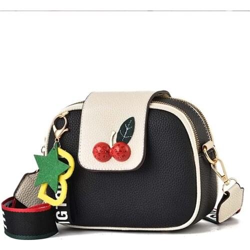 Ladies bag 2020 simple color matching handbag popular messenger shoulder PU women bag portable round cherry bag female bag