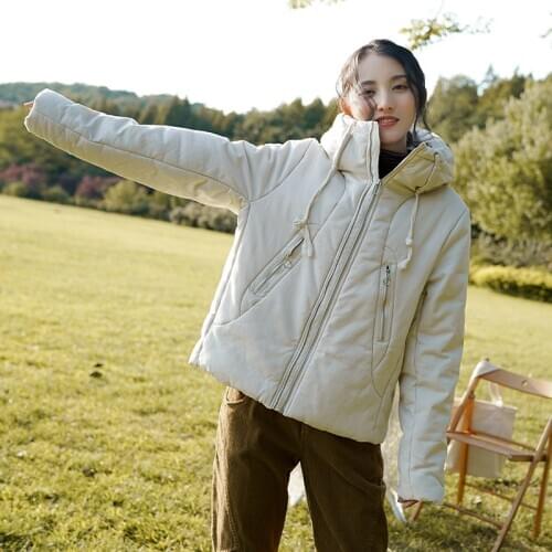 Womens winter wear thick cotton jacket new loose hooded cotton-padded jacket womens warm quilted warm cotton jacket women