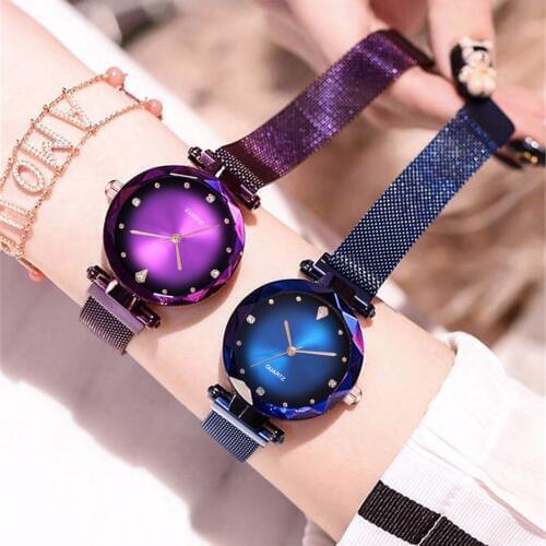 Hot Fashion Women Magnet Buckle Starry Sky Watch Luxury Fashion Ladies Geometric Surface Quartz Watch Relogio Feminino