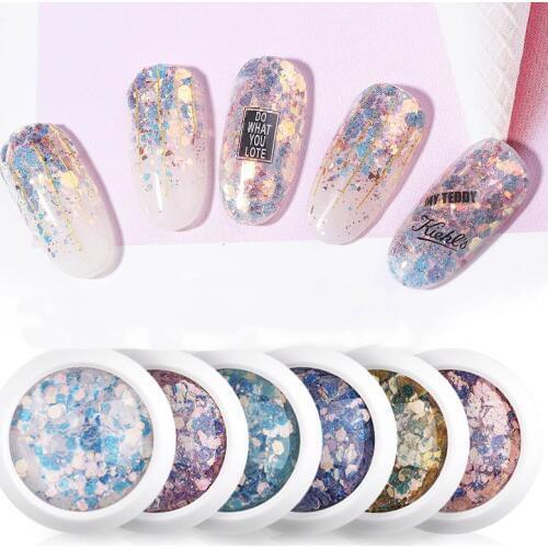 1box Nail Glitter Powder Sequins Shinning Colorful Nail Flakes 3d DIY Charm Dust For Nail Art Decorations