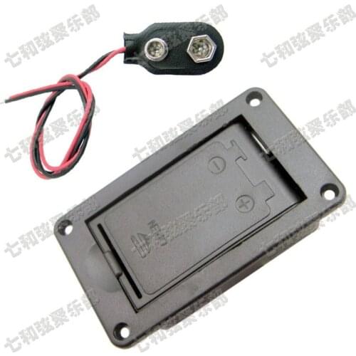 10sets Active Guitar Bass Pickup 9V Battery Box Holder Case Compartment Cover and 9 Volt Battery Clip Buckle guitar accessories