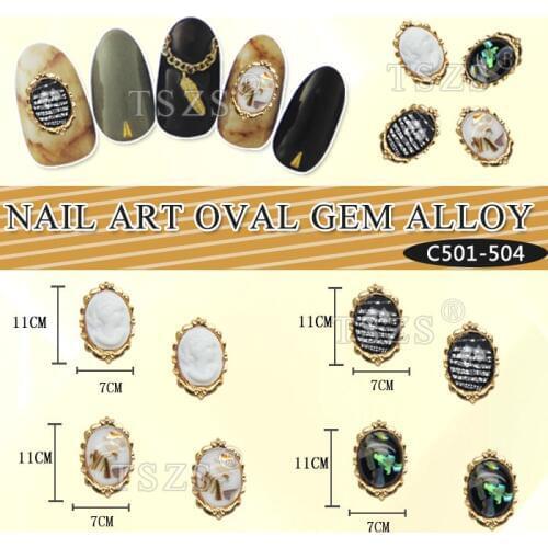 10pcs /lot Alloy Jewelry Nail Art Decoration Silver Frame Oval Glitter Shell Rhinestones