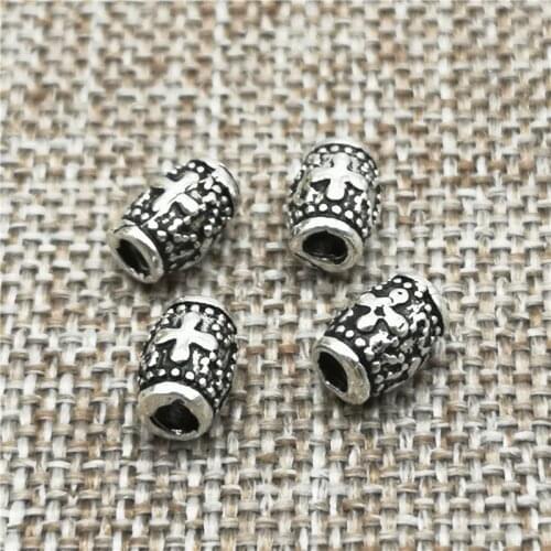 10 Pieces of 925 Sterling Silver Cross Barrel Beads for Bracelet Necklace