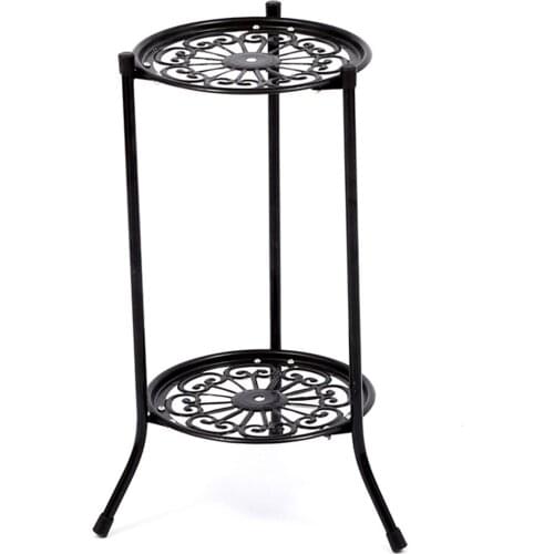 2-Tiered Tall Plant Stand Metal Plant Shelf Supports Rack for Indoor Outdoor Home Decoration Plant Support & Care 50x23.5cm LBS