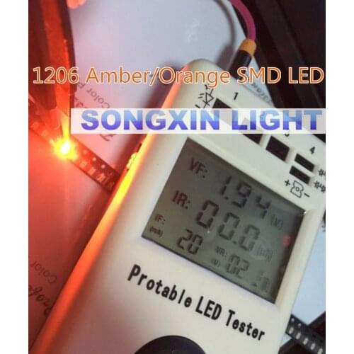 3000pcs Orange/Amber 1206 SMD SMT Super bright LED lamp light High Quality New 600-610nm 200-300mcd 2.0-2.6v smd 1206 led diodes