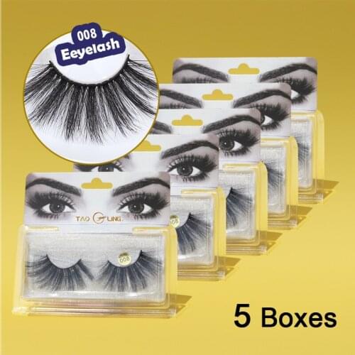 TAOLING 5 Boxes Faux Mink Eyelashes 25mm Lashes Fluffy Messy 3d Mink Lashes Wholesale 5 Pairs Natural False Eyelashes Extension