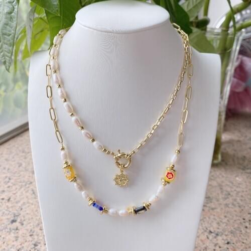 5pcs/lot Manufacturers Freshwater Pearls Beads Chain Charm Pendants Necklace