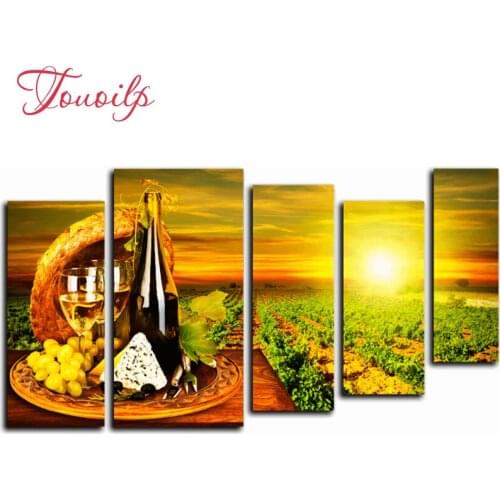 5pcs,Full,square&round Sunset wine Diamond Embroidery,5d Diamond Painting,Cross Stitch,3D,Diamond Mosaic,diamond pattern,Crafts