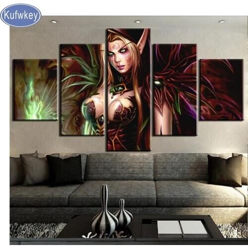 5d Diamond round DIY Diamond Painting 5Pcs Anime woman diamond Embroidery Cross Stitch Full square Rhinestone Mosaic Painting
