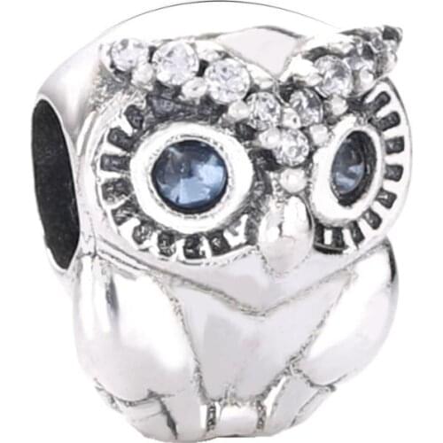 Ajax 925 Sterling Silver Beads Wisdom Owl Charms Fit Bangles For Women