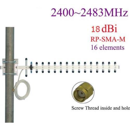 2.4G alluminum alloy yagi antenna 18dBi 16 elements wifi router outdoor antenna with 1.5m cable 2400-2500M