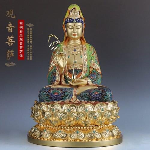 48CM Large TOP high grade 24k gilding GUAN YIN Buddha statue Guanyin Avalokiteshvara God HOME shrine bless safe luck protection