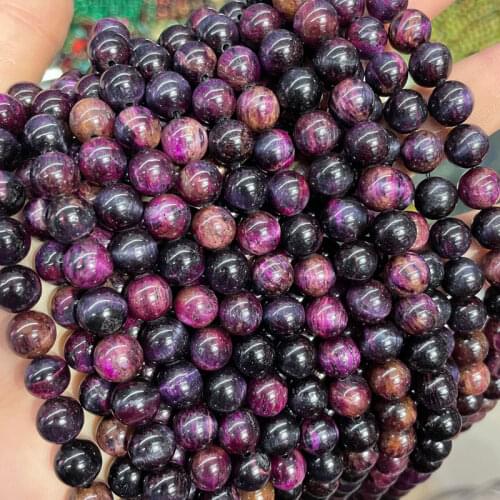 Natural Stones Multicolor Galaxy Purple Tiger Eye Beads 6mm 8mm 10mm Pick Size 15'' Strand DIY Bracelet For Jewelry Making