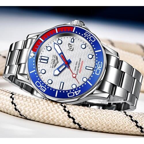 2021 New LIGE Men Watches Top Brand Luxury Stainless Steel Waterproof Quartz WristWatch For Men Fashion Luminous Sport Clock+Box