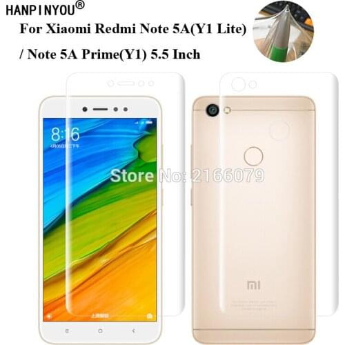 For Xiaomi Redmi Note 5A Y1 Lite / Prime Y1 5.5" Soft TPU Front Back Full Cover Screen Protector Transparent Protective Film