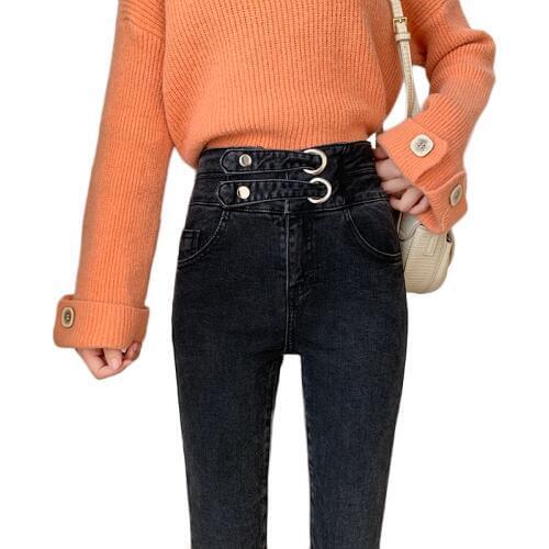 Spring Autumn Jeans Women High Waist Blue Skinny Ladies Trousers Female Elastic Ankle Denim Jeans for Women Pants Trousers F1308