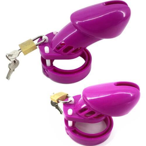 Purple Plastic CB6000 CB6000S Cock Cage Male Chastity Penis Rings Adult Game Slaved Fetish Sex Products with Five Rings G7-3-9