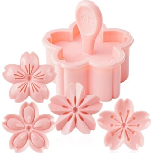 Sakura Cookie Mold Cherry Blossom Stamp Biscuit Mold Cutter Hand Press Moon Cake Cookie Maker DIY Fondant Baking Tool