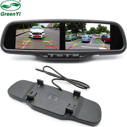 GreenYi 4.3" Dual 800*480 Display Screen Car Parking Monitor Interior Mirror Monitor 4 CH Video Input For Hyundai Kai Vw Mazda