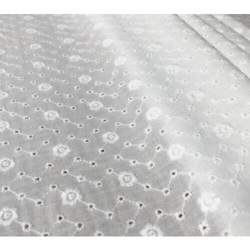 53" Wide Eyelet Cotton Fabric, Eyelet Dress Fabric With Little Floral, Bridal Curtains Fabric By The Yard