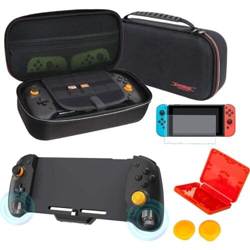 6 in 1 Accessories Kit Storage Carry Bag Double Motor Vibration Controller Large Grip With Screen Protector For Nintendo Switch