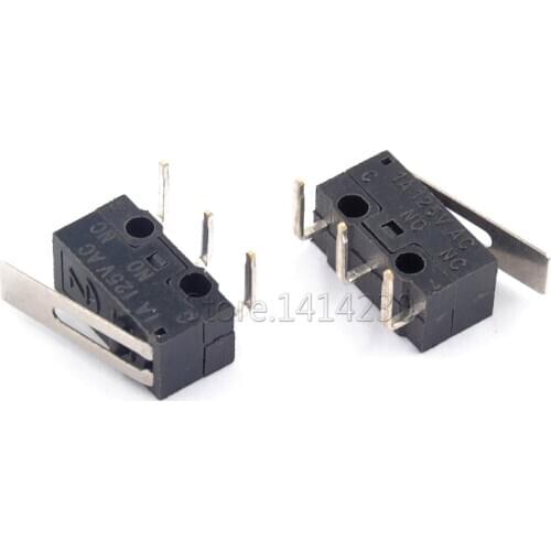 10PCS 1A 125V AC Limit Micro Switch 90 Degree Curved needle With Lever Travel switch