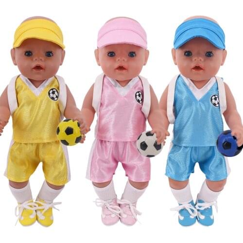 Reborn 6pcs World Cup Football Clothes Suit Fit 18-Inch American Dolls&43cm Baby Newborn doll Clothes Accessories, Gifts