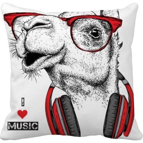 Camel Headset Rock Music Painting Throw Pillow Square Cover