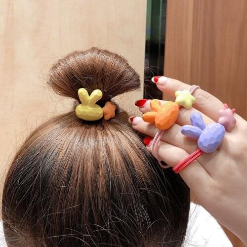 Lovely Candy Color Matte Acryic Colored Bear Hair Band Hair Rope Girls Kids Hair Accessories Headpiece High Elastic Rubber Gift