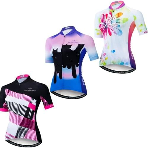 KEYIYUAN 2021 Spring And Summer Women Mountain Bike Short Sleeved Cycling Wear Breathable Wielren Kleding Jersey Ciclismo