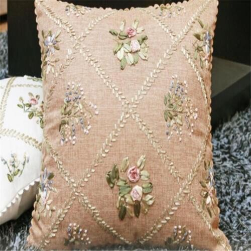 Natural Linen Throw Pillow Cushion DIY Ribbon Embroidery Handmade 18Inch Free Shipping Semi Finished Dakimakura Wasit Bloster