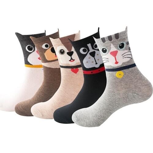 Female Scoks Animal 3D Modeling Cat Dog Funny Cute Kawaii Cotton High Quality Autumn Winter Long Socks 1 Pairs Christmas Gift