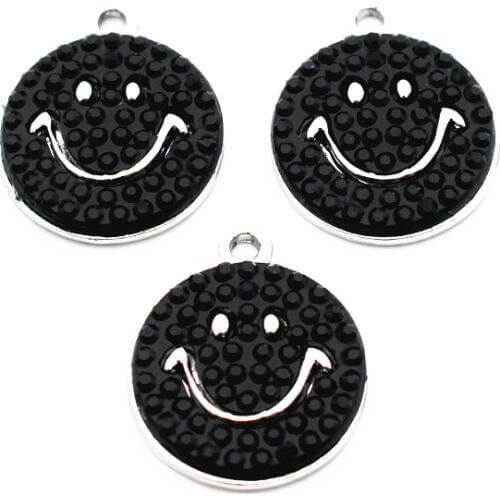 Newest 20pcs/lot Crystal Alloy Smiling Dangle Charms Lobster Clasp Hanging Charm For Pendant Necklace Floating Charms Jewelry
